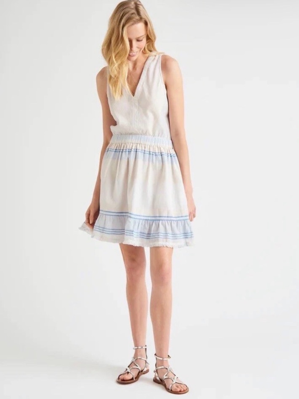 Splendid “Calypso”White Mini Dress, lined with pockets - NWT size M